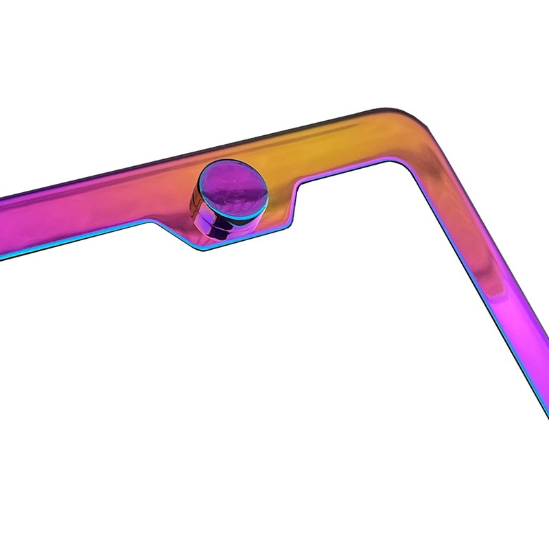 Silicone Back Guard License Plate Frame Neo Chrome Aurora Electroplating