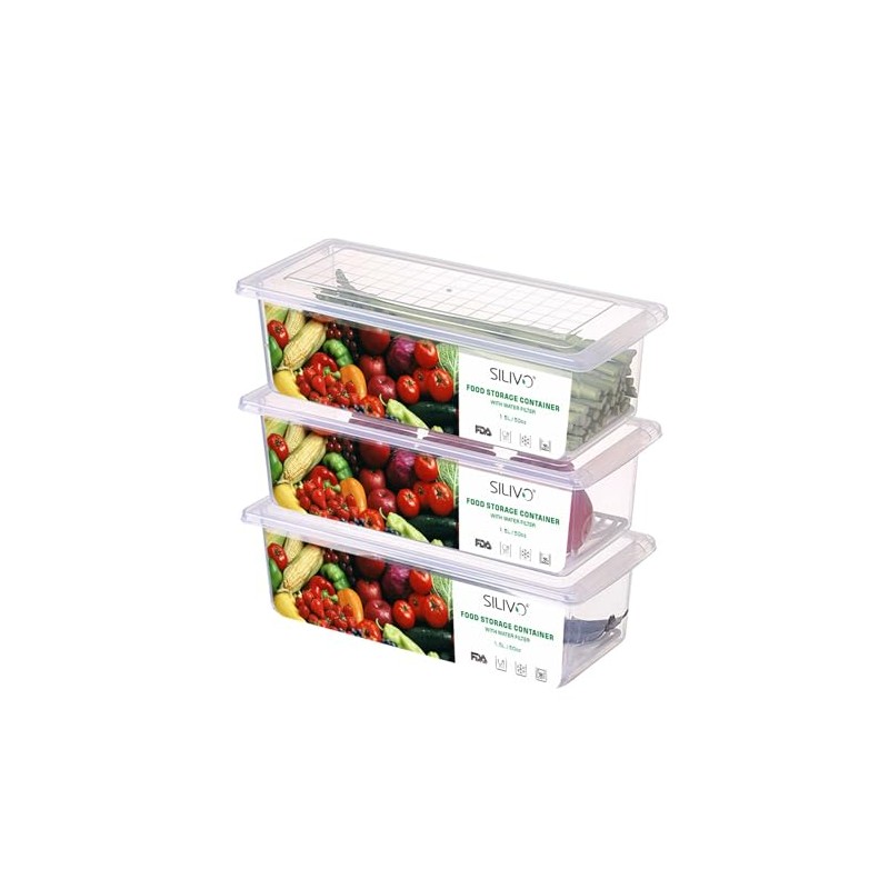 SILIVO 3-Pack Produce Storage Containers for Fresh Fruits & Vegetables