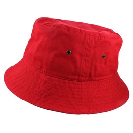 Gelante Solid Color 100% Cotton Bucket Hat for Women and Men Packable Travel Summer Beach Hat 1900-Red-L/XL