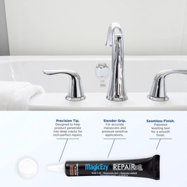 MagicEzy Bath & Sink RepairEzy - (White) - Porcelain Bath Repair Kit - Easy Bathtub Chip Repair - Enamel Sink Chip Repair - Fiberglass Shower Repair -Bathroom Crack Filler