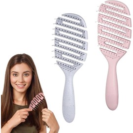 Vented Detangling Brush, 2Pcs Hair Detangler Curved Vent Brushes,Fast Dry Detangling Hair Brush,Curved and Vented for Wet and Dry Detangling Hair Brushes for Women