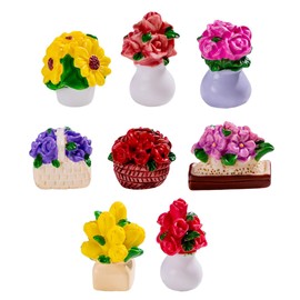 Veloshine Artificial Potted Plants, 2-Piece Mini Resin Flower Bouquets, Egg-Shaped Multicolor Pots for Indoor Outdoor Home Office Decor (Random Style)