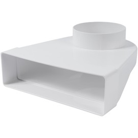 Vent Systems 204 x 60 mm Rectangular 90° Angle Duct Connector - Transition to Pipe with Diameter 100 mm - Air Inlet, Outlet Coupling for HVAC Systems - Ventilation Connection for Heating, Cooling