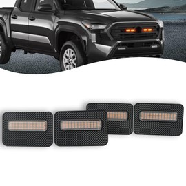 ZDEERAOTO 4pc Smoked Housing Amber LED Front Grille Lights DRL Feature Kit for Toyota Tacoma 2024 2025 SR SR5 Cab Pickup Accessories (White)