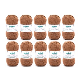 Gründl Cotton Quick Uni Knitting/Crochet Yarn, 10 Balls of 50 g (Colourful 100% Cotton Yarn, Oeko-Tex Certified, 50 g/125 m, Needle Size: 3–4, 10 x 50 g), Caramel, 29 x 12 x 7 cm