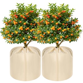2 Pcs Plant Pot Covers, Winter Plant Pot Covers Freeze Protection, 17.7" x19.7" Flower Pot Protection Bag with Drawstring and Zipper, Reusable Garden Plant Flower Pot Cover for Keeping Warm