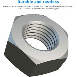 M8 Nut (Pack of 10) Stainless Steel Hexagon Locking Nuts for Bolts/Screws – Metal Metalic with Coarse Thread - Accorting to Standard DIN EN 24032 DIN934 8mm