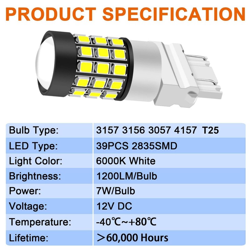 3157 BAY15D Strobe Flash Blinking Reverse Lights LED Bulbs with