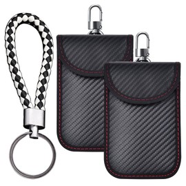 2Pcs Car Key Signal Blocker Pouch,1Pcs Keychain, Waterproof Faraday Key fob Protector,Attenuated Signal Keyless Entry Car Keys Case,Faraday Pouch for Car Keys,RFID Key Pouch(Color:Black)
