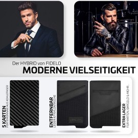 Fidelo Men's Wallet, Minimalist, Slim, RFID Protection, with Coin Compartment