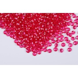 Gintoaria 1000pcs/ Pack Wedding Table Acrylic Diamond Scatter Crystals Confetti Acrylic Gems Vase Fillers Rhinestones for Wedding, Bridal Shower, Vase Beads Decorations (12mm, Rose Red)
