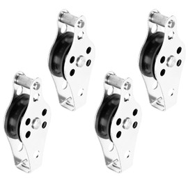 Atibin Wire Durable Pulley Single Stainless Loading Smooth Pulley Block Steel Stainless Hanging Rope Pulley Smooth SUS316 Suitable for 0.08 to 0.32 Inch Ropes 4Pcs