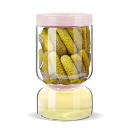 ZENS Pickle Jar with Strainer Flip, 51oz Pickle Container Pickle Juice Separator Hourglass Jar for Olive Keeper, Leakproof Glasss Pickle Holder Jars for Pickling Dill Sliced Storage, Gifts for Mom