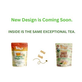 Tozzy USDA Organic Ginger Tea - 100 Count (Pyramid Tea Bags) | Pure Plant-Based Ingredients | Eco-Conscious Packaging