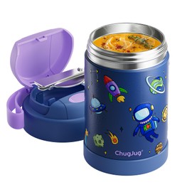 ChugJug 15 oz Soup Thermo for Hot Food Kids Insulated Food Jar with Spoon, Lunch Thermo Container, Width Mouth Vacuum Stainless Steel Food Thermo for School Travel, Leakproof, Easy to Open(Blue)