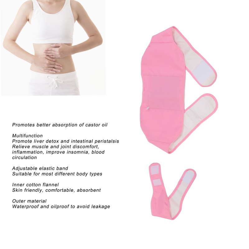 Castor Oil Pack Wrap Waterproof Oil Proof Adjustable Elastic Strap