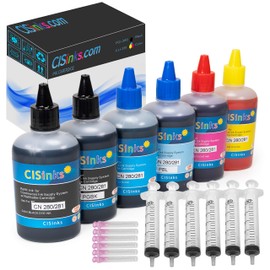 600mL Refill Ink Bottle Set Compatible for PGI-280 / CLI-281 XL PIXMA TS9120 TS8120 TS8220 CISS 6C + Replacement Tool Kits Blunt Injectors