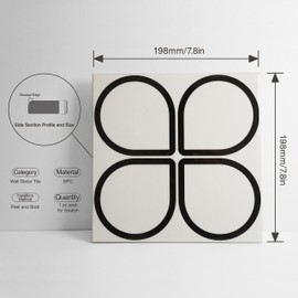 COLAMO Luxury 8”×8” Swatch Cream Glossy White Peel and Stick Backsplash,Adhesive Faux Ceramic Tile for Kitchen,Floral Modern Waterproof Design,Self Stick on Accent Wall for Bedroom,Fireplace,Doorway