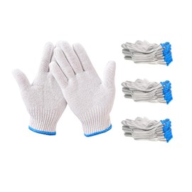 White Safety Work Glove Knitted Cotton Heavy Duty Gardening Factory Warehouse, Breathable, Universal Fit - Available in Packs of 5/10/20