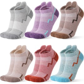 Welwoos Merino Wool Ankle Hiking Socks Thermal Warm Thick Winter Compression Support Running Cushion Athletic No Show Socks for Women Men Gifts Stocking Stuffers 9 Pairs(Light Mixed Color,L)