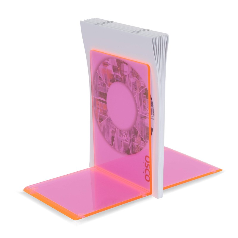 OSCO Acrylic Bookends with Clear Rubber Pads Non Slip, Stylish