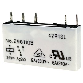1-Pack NO.2961105 5-Pin Relay - 24VDC 6A SPDT Miniature Power Relay - DIN Rail Compatible for Automation Panels & HVAC Systems
