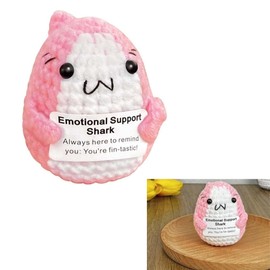 1 Pcs Positive Crochet Shark Gifts, Crocheted Emotional Support Animal,Cute Sharks Doll,Soothing Charms,Unique Birthday Shark Lovers Friends Women Men (Pink)