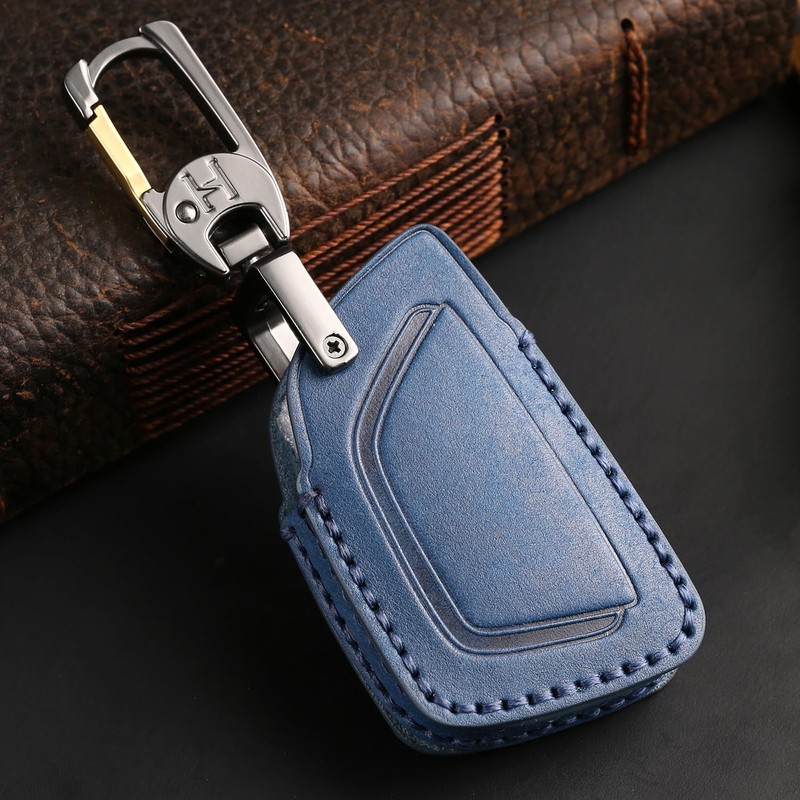 Hontumax Premium Leather 4-Button Key Fob Case Cover for Honda