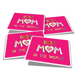 Vinyl Rectangle Stickers (Set of 4) 10cm - Best Mom Mother's Day for Laptops, Tablets, Luggage, Scrap Booking, Fridges #60541