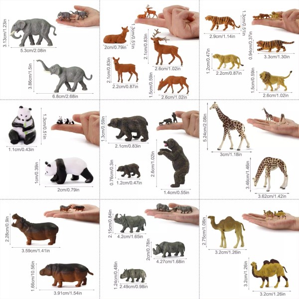 evemodel 24pcs Model HO Scale 1/87 Wild Zoo Animals PVC