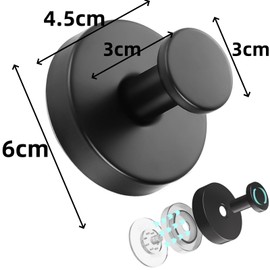 Gooandi Suction Cup Hooks, Pack of 4 Towel Holders with Suction Cup, Towel Hooks, Black Suction Cups, Reusable Suction Hooks, Extra Strong, Waterproof Suction Cup Hooks for Bathroom and Kitchen