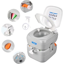 Kohree 5.8 Gal Portable Toilet for Adults: Large Camping Toilet with Detachable Waste Tank, Leak-Proof Cassette with Level Indicator, Flushable Boat Porta Potty for Home Use, Camper, RV Travel