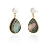 Handmade Teardrop Abalone Shell Dangle Earrings for Women, Pearls Sterling