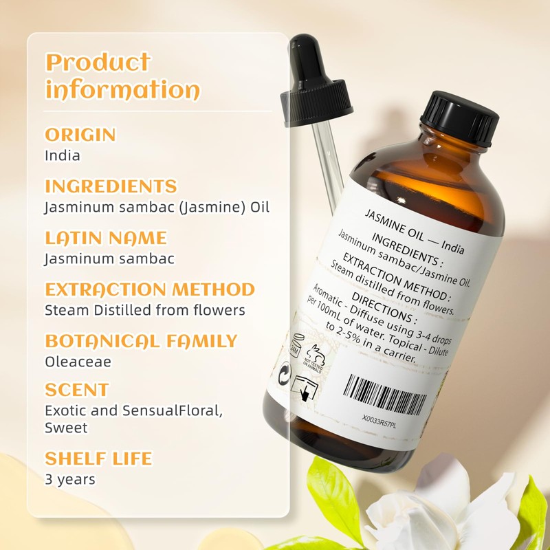 EVOKE OCCU Jasmine Essential Oil for Cleaning, Air Freshening, Relaxing,