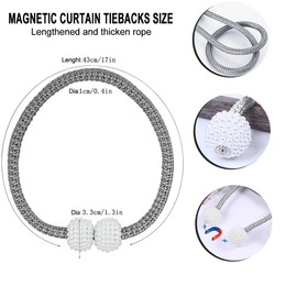 Aoche Magnetic Curtain Tiebacks,6 Pieces Curtain Clips Rope Holdbacks Holder Buckles for Home Office Hotel Window Decoration (Grey)