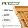 Pristine Bamboo Silverware Organizer - Expandable Kitchen Drawer Organizer -