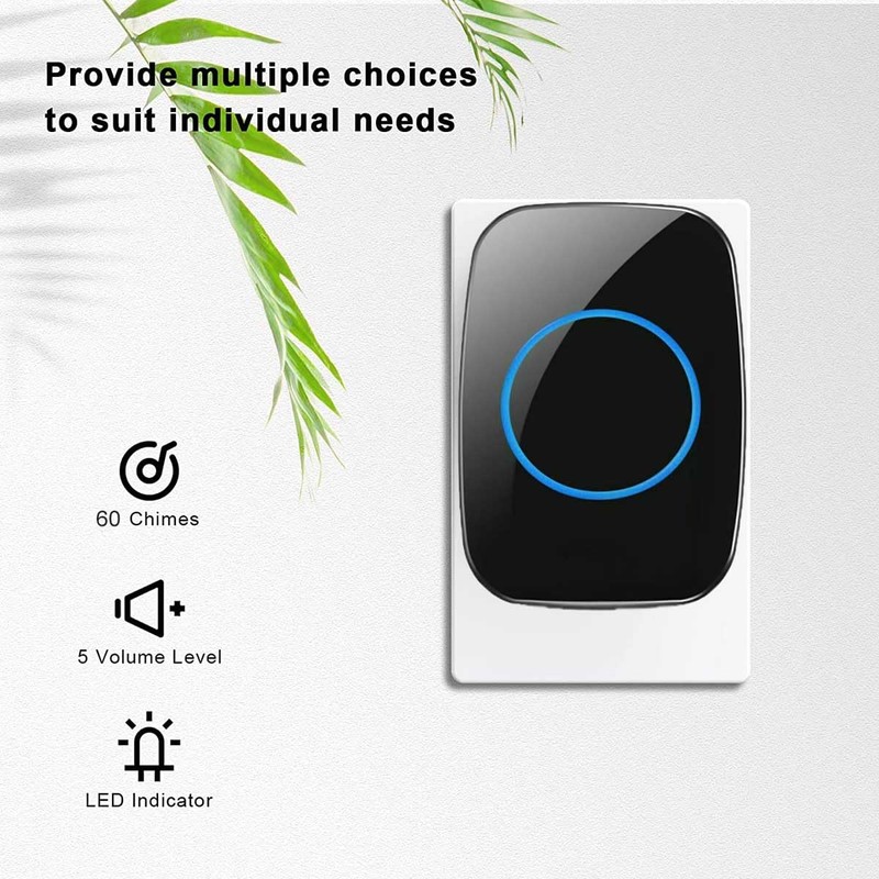 Wireless Doorbells for Home - Adjustable Volume with 60 Chimes,