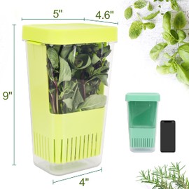 LUVCOSY 3 Pack Herb Keeper, BPA-Free Plastic Herb Saver with an Inner Basket for Cilantro, Mint, Parsley, and Asparagus, Keeps Fresh Herbs for 3 Times Longer