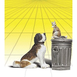 Woodland Scenics A2524 G Scale Dog w/Cat On Trashcan
