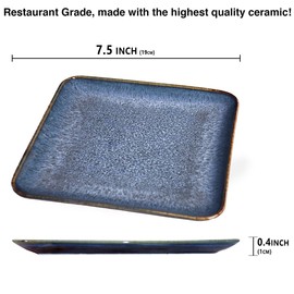 jinsongdafa Porcelain Dinner Plates set dessert salad dish Set of 4, Main Dish for Steak, Bread, Pasta, Salad, Microwave Oven and Dishwasher Safe, Scratch Resistant Reusable 7.5 INCH Square