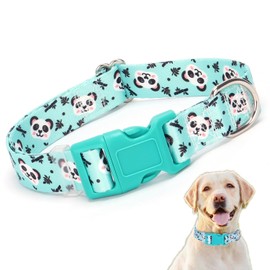 Teal Collar for Dogs, Pretty Panda Pattern Design Quick Release Buckle Soft Nylon Turquoise Puppy Collars Adjustable for Xs Small Medium Large Pet Girl Dogs Boy Cats, Teal S