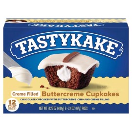 Tastykake ⚫️ New Tastykake Buttercreme Chocolate Vanilla Cream Filled Icing Cupcakes 14oz