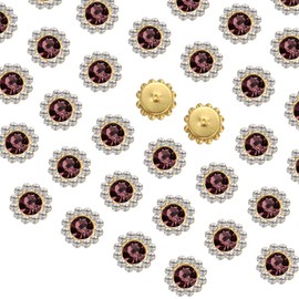 sourcing map 100pcs Sew on Rhinestones, 10mm Flower Claw Rhinestones Crystal Glass Metal Base Sewing Gems Buttons for Sewing Accessories Clothes Shoes Earring Belt Crafts, Dark Purple