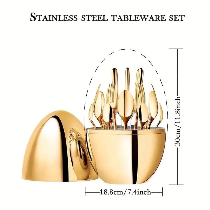 New Home Essential 2025 Creative Tableware Set - 24-Piece Stainless
