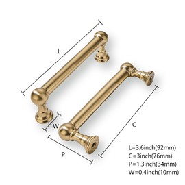 khtumeware 10 Pack 3 Inch Hole Center Champagne Bronze Cabinet Pulls Heavy Duty Solid Satin Brass Cabinet Handles for cabinets Dressers Kitchens Handles Bathroom cabinets
