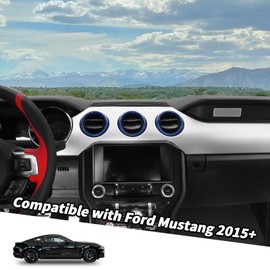 Jimen Compatible with Ford Mustang 2015-2023, 3PCS Center Console Dash AC Vent Cover Trim Ring (Carbon Fiber)