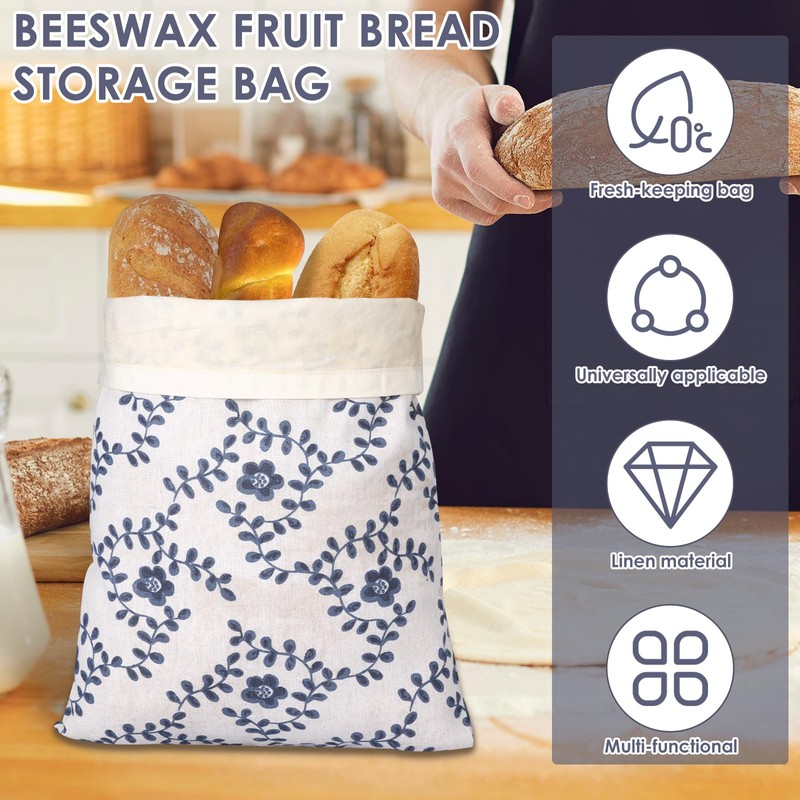 AwObEpl 1Pc/2Pcs Reusable Beeswax Bread Bags Portable Sourdough Bread Bags