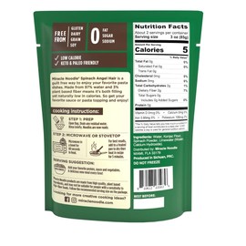 Miracle Noodle Spinach Angel Hair Pasta - Ready-To-Eat Plant Based Shirataki Noodles, Keto, Vegan, Gluten-Free, Paleo, Konjac Noodles, Low Calorie & Carb Pasta, Soy Free, Non-GMO - 7 Oz, 6-Pack