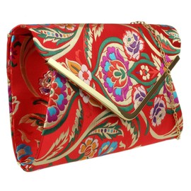 Girly Handbags Womens Baroque Flower Clutch Bag - Red