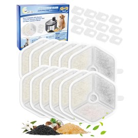 Cunina Cat Water Fountain Filter Fit for Smartoo 152oz/4.5L Wireless Cat Fountain PTM-643,Cat Fountain Filter Replacement 4 Filters + 4 Sponge, Multilayer Filter Fit for Smartoo Replacement Filters